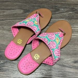 Simply southern sandals neon hot pink starfish in EUC size 9